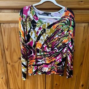 Pierri NY Top Pullover Long Sleeve Multi Color Women's Size Large